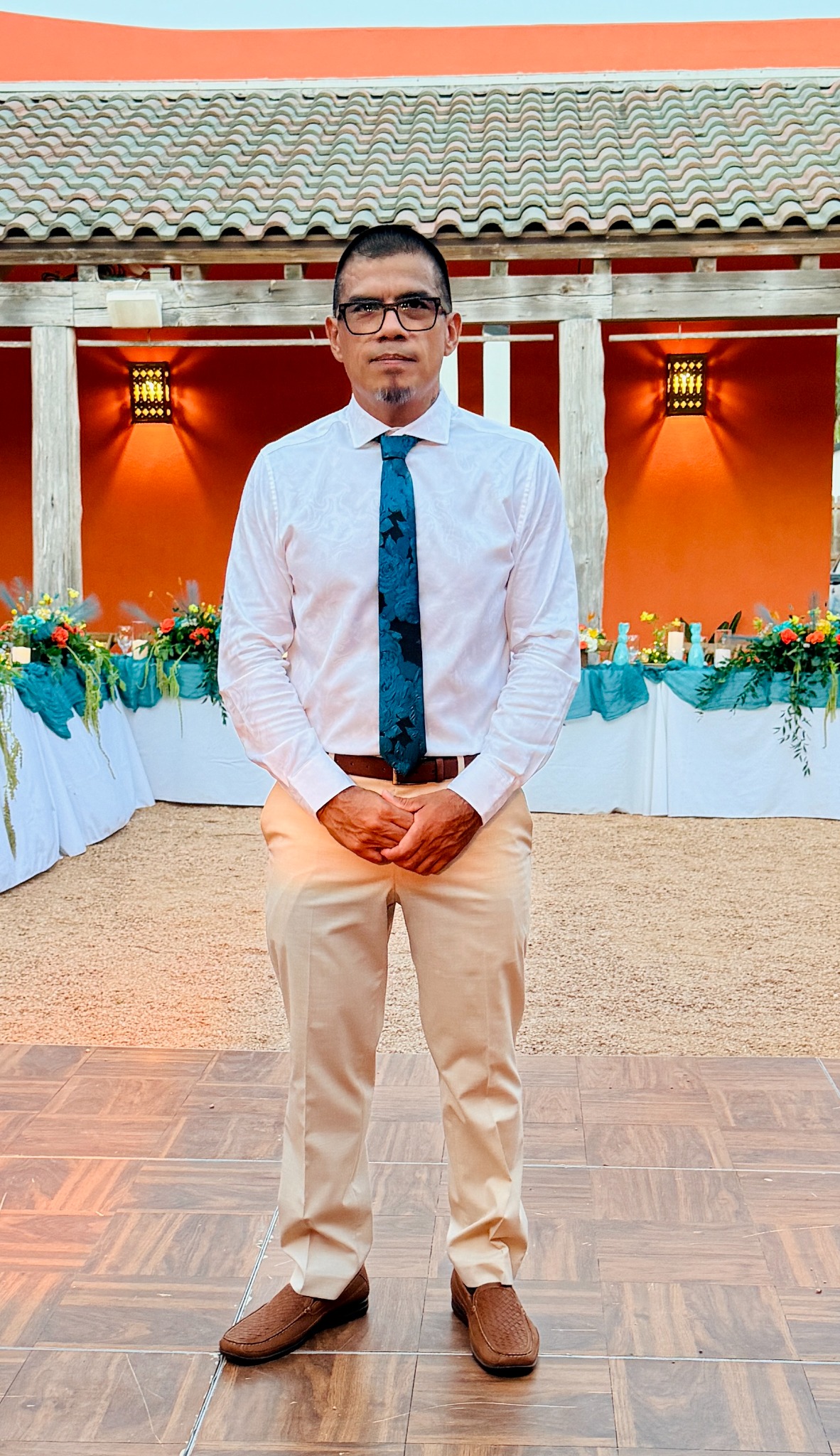 EdRock in summer formal outfit at an event